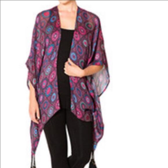 Satva Akula Kimono Eastern Tile Ocean Depths Womens XS/S Boho Purple Pink NWT - Picture 2 of 11